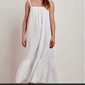 Magaschoni 100% organic cotton square neck midi dress L